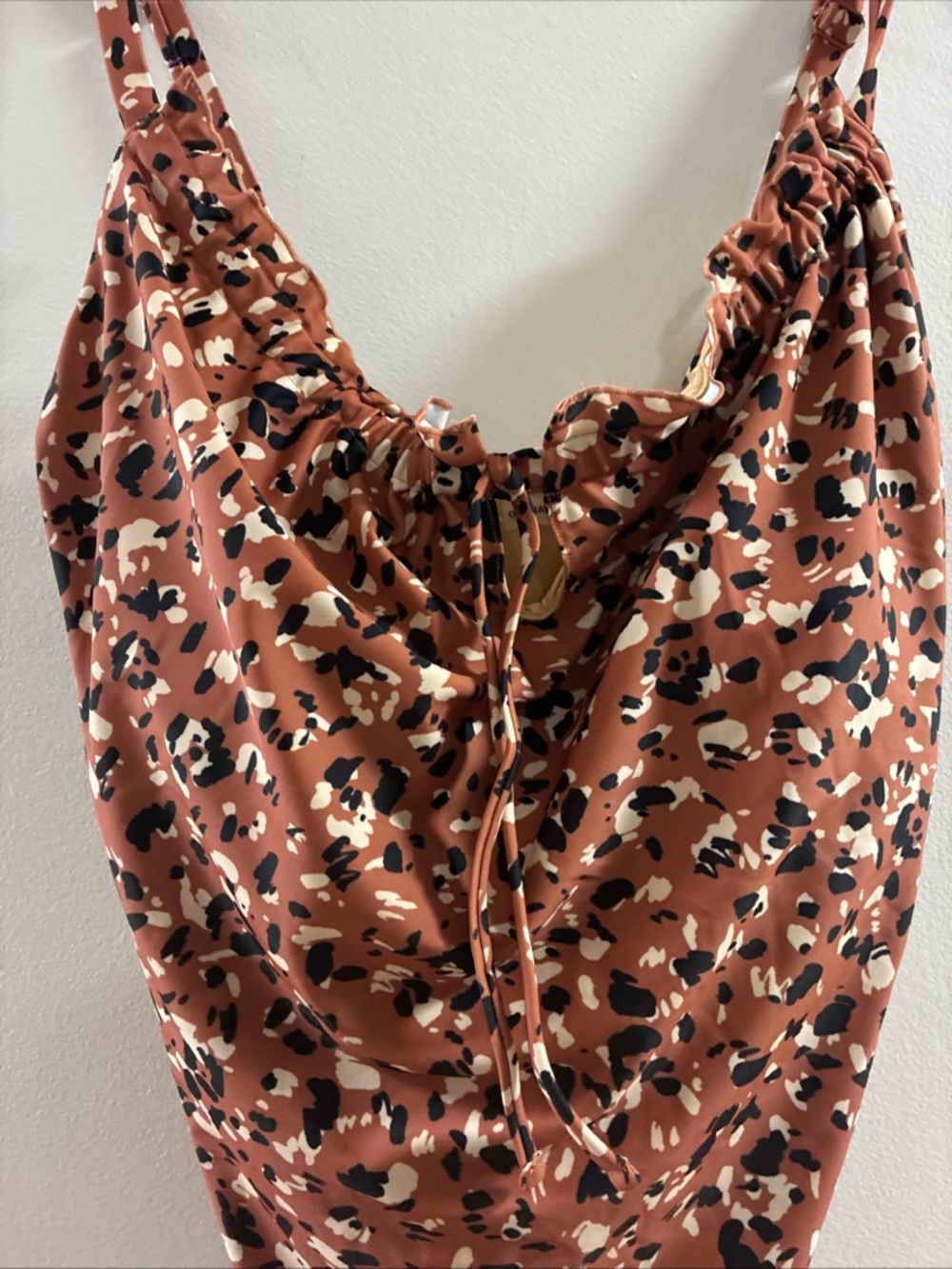 Old Navy Rust Leopard Print Cowl One-Piece Swimsuit - Picture 6 of 7